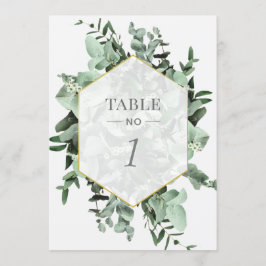 Invitación Número de tabla de color de agua de eucalipto y ve