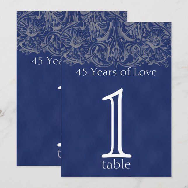 Invitación Número de tabla de cuarenta y cinco años de zafiro (Anverso / Reverso)