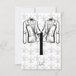 Invitación Número de tabla de dos Bodas gays de Tuxedo Groom