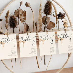 Invitación Número de tabla de duchas de novias de nudo de ama