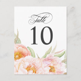 Invitación Número de tabla de flores de los peones rosados de