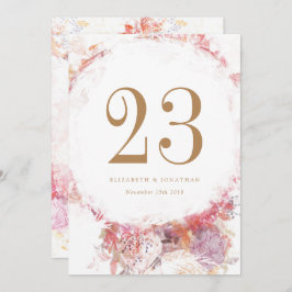 Invitación Número de tabla de flores rosadas de primavera rom