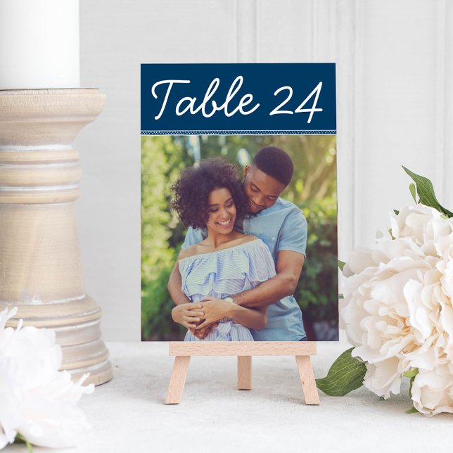 Invitación Número de tabla de fotos del Boda azul de la Marin (Subido por el creador)