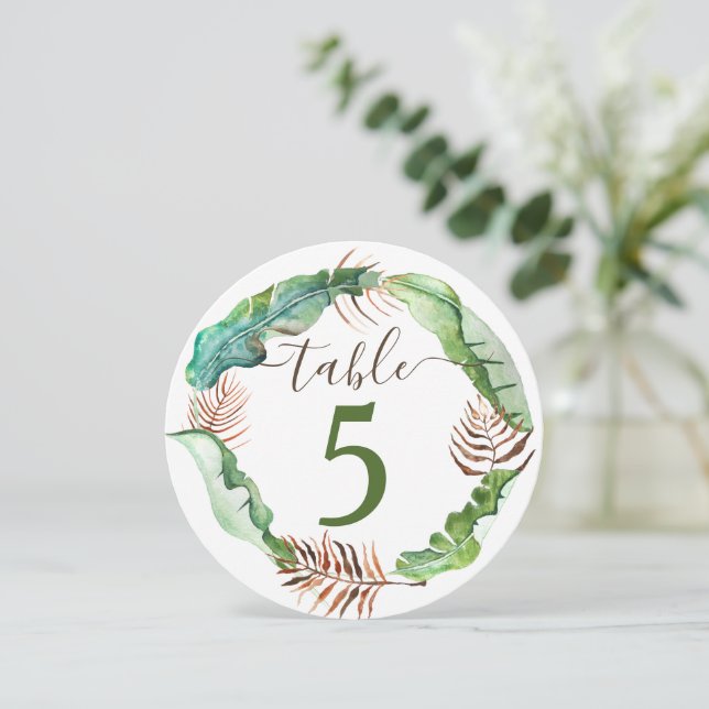 Invitación Número de tabla de hojas de plátano verdes (Anverso de pie)