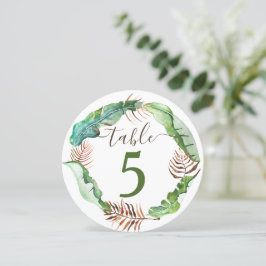 Invitación Número de tabla de hojas de plátano verdes