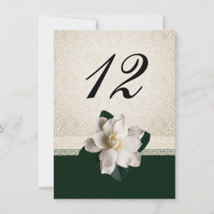 Invitación Número de tabla de Ivory Damask y Gardenia Boda