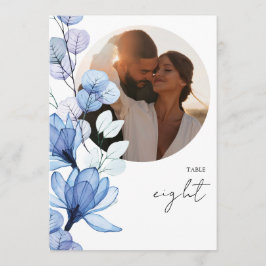 Invitación Número de tabla de la foto de color azul turbio tr