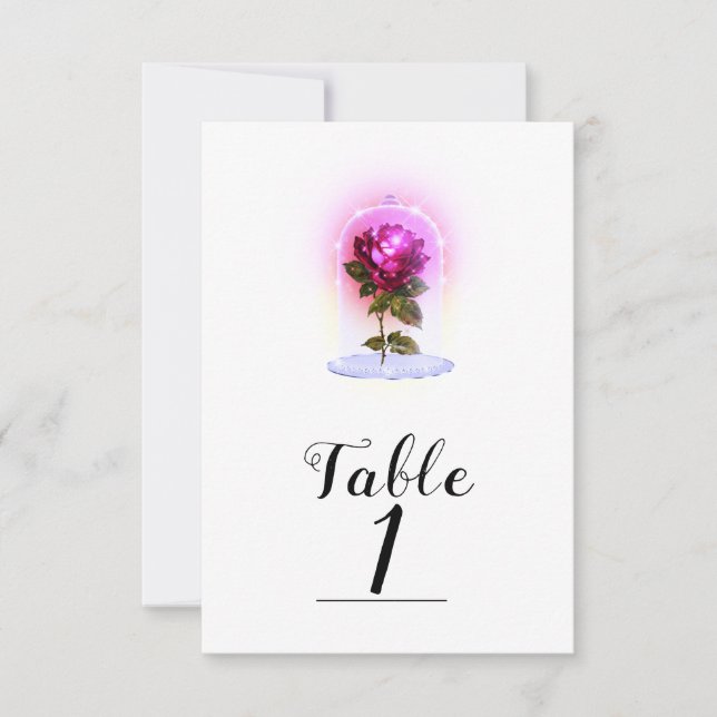Invitación Número de tabla de la rosa roja del libro de cuent (Anverso)