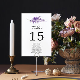 Invitación Número de tabla de la tabla de asientos del Boda d