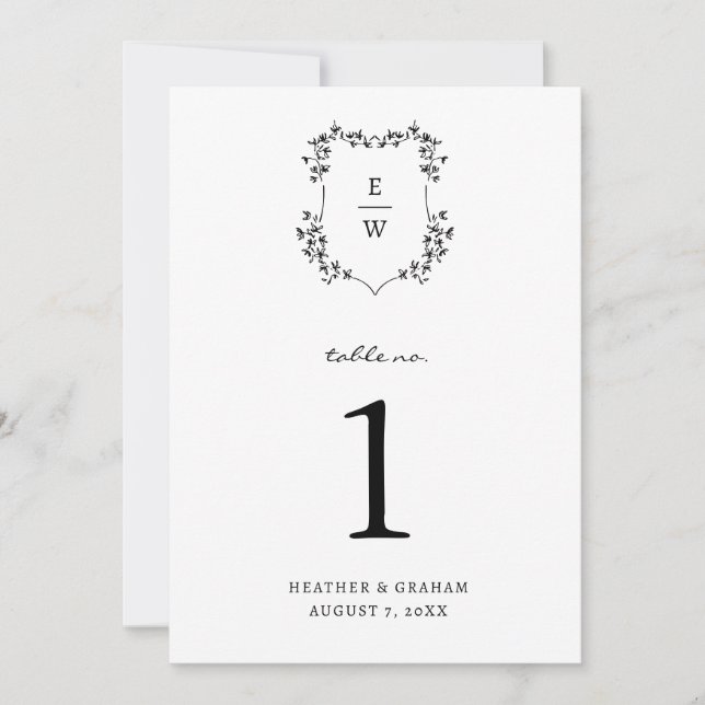 Invitación Número de tabla de monograma (Anverso)