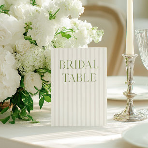 Invitación Número de tabla de novias de Boda verde y beige sa