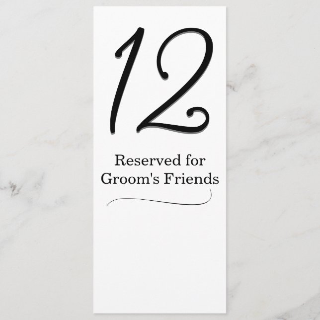Invitación Número de tabla de recepción de bodas (Anverso)
