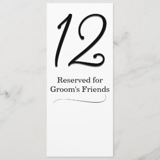 Invitación Número de tabla de recepción de bodas