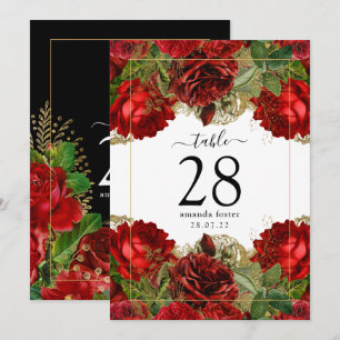 Invitación Número de tabla de Rosas de la cosecha de borgoña