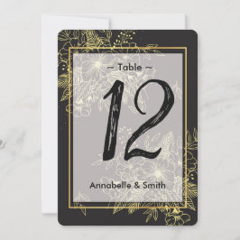 Invitación Número de tabla de Rosas dorados