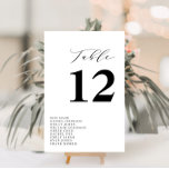 Invitación número de tabla de script negro simple<br><div class="desc">simple escritura elegante en blanco y negro con letras caligráficas.</div>