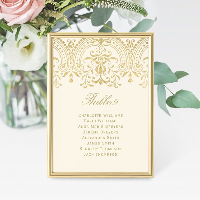 Invitación Número de tabla de tabla de Boda de marfil de vint (Subido por el creador)