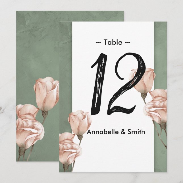 Invitación número de tabla de vegetación de moda (Anverso / Reverso)