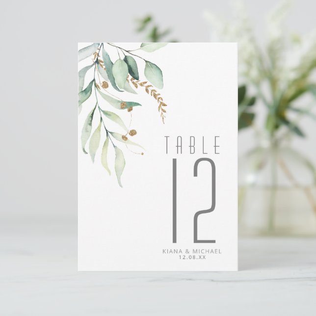 Invitación Número de tabla de verdor de ensueño ID817 verde/a (Anverso de pie)