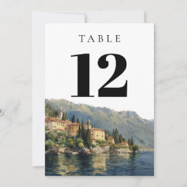 Invitación Número de tabla de Watercolor Lake Como Italy