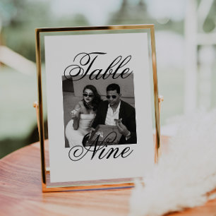 Invitación Número de tabla del Boda de fotografía Minimalista