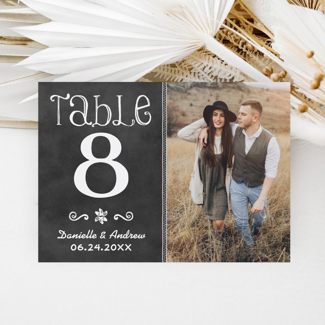 Invitación Número de tabla del Boda de fotos de pizarra rusa (Subido por el creador)