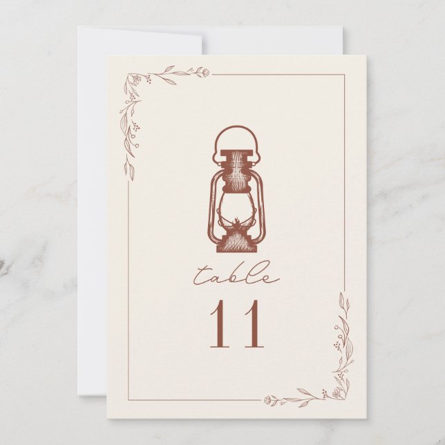 Invitación Número de tabla del Boda de la linterna de la terr (Anverso)