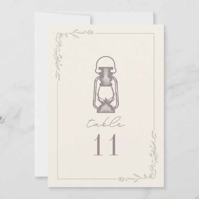 Invitación Número de tabla del Boda de la linterna de la vend (Anverso)