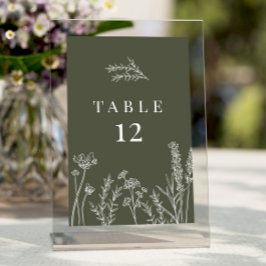 Invitación Número de tabla del Boda del Naranja de flores sil