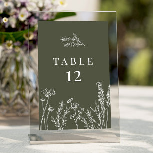 Invitación Número de tabla del Boda del Naranja de flores sil