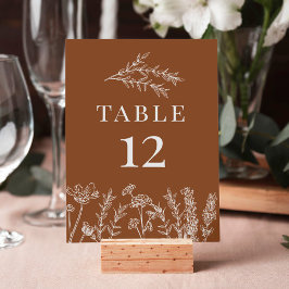 Invitación Número de tabla del Boda del Naranja de flores sil