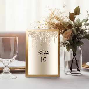 Invitación Número de tabla del Boda del Purpurina de goteo de