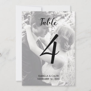 Invitación Número de tabla del Boda fotográfico del personali