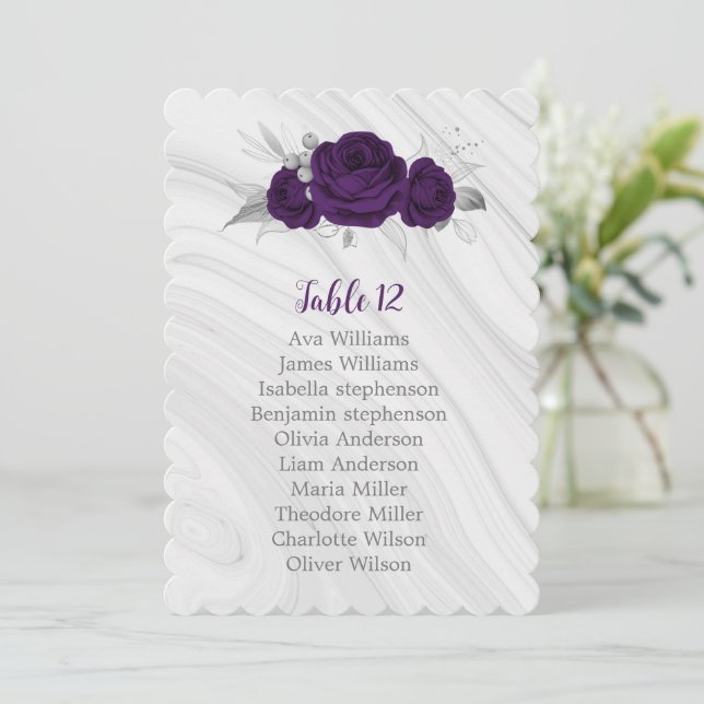 Invitación número de tabla del gráfico de asientos florales d (Anverso de pie)