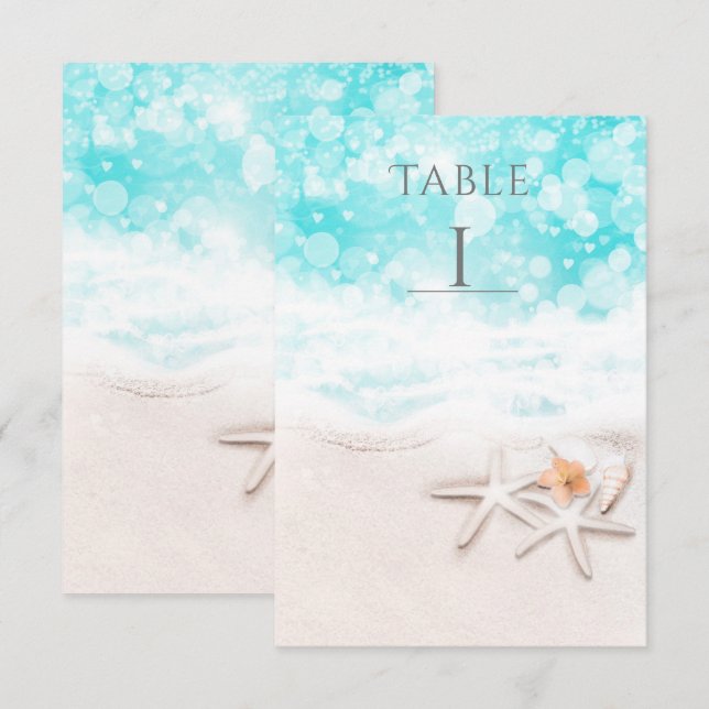 Invitación Número de tabla del océano azul de la estrella de  (Anverso / Reverso)