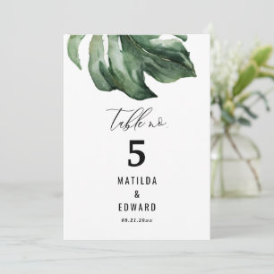 Invitación Número de tabla elegante de la palma de acuarela d