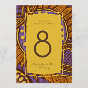 Invitación Número de tabla floral de oro púrpura de Ankara af