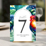Invitación Número de tabla impreso Claves de color de agua Es<br><div class="desc">Trae encanto tropical a tu celebración con este número de mesas de inspiración Key West, con una vegetación de acuarela exuberante y Sol the Rooster, un detalle destacado para la decoración boda con temática de gallos. Perfecto para un micro boda en Florida, este diseño es parte de nuestra colección personalizada...</div>