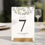 Invitación Número de tabla imprimible Navidades Botánicos<br><div class="desc">Celebra tu boda especial de Navidades con nuestro encantador número de mesa en la parte superior, adornado con exquisitas acuarelas y líneas de arte verde hojas y vibrantes bayas rojas. ¡Es tu lienzo para personalizar! Simplemente rellene la plantilla con sus propios nombres, fecha de boda y números de tabla. Usted...</div>
