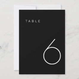 Invitación Número de tabla Minimalista moderna en blanco y ne