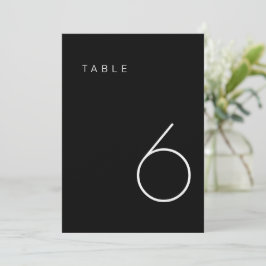Invitación Número de tabla Minimalista moderna en blanco y ne