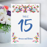 Invitación Número de tabla Otomi colorido<br><div class="desc">Tarjeta de mesa con hermosos patrones de otomía mexicana,  hermosas flores y pájaros,  colorido</div>