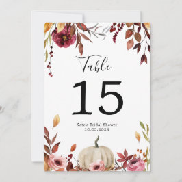 Invitación Número de tabla personalizado de la calabaza de ot
