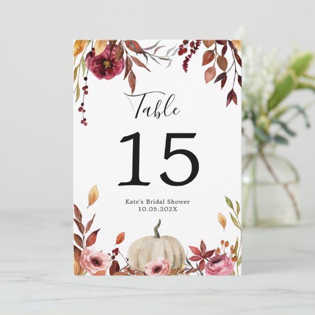 Invitación Número de tabla personalizado de la calabaza de ot (Anverso de pie)