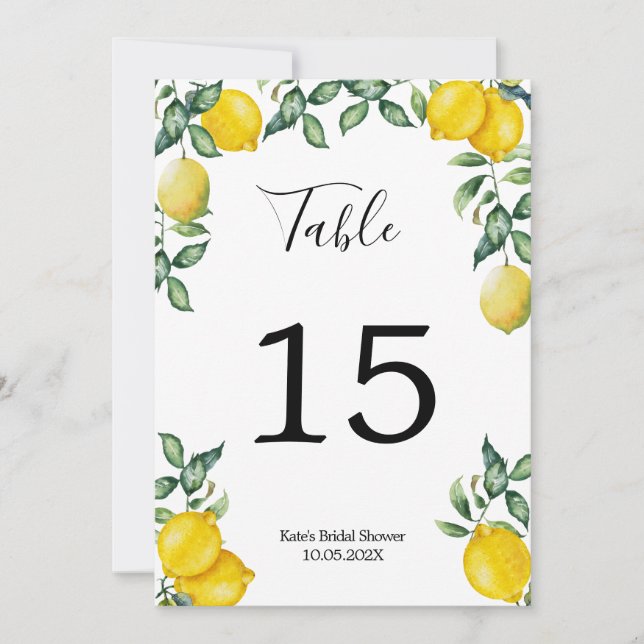 Invitación Número de tabla personalizado de lemones (Anverso)