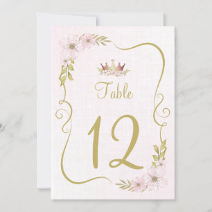 Invitación Número de tabla princesa rosa