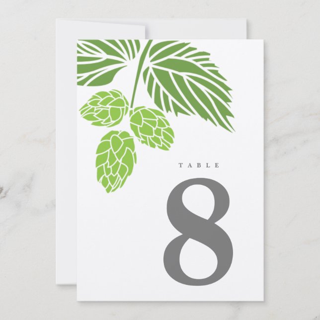 Invitación Número de tabla Rústica de Beer Hops (Anverso)