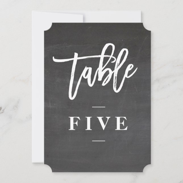 Invitación Número de tabla rústico del guión de chalkboard (Anverso)
