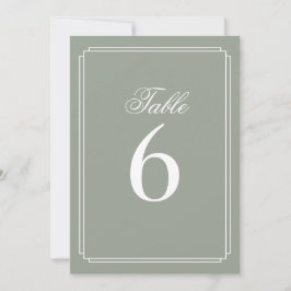 Invitación Número de tabla verde de sabio Art Deco