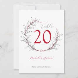 Invitación Número de tabla y menú Boda moderno (gris)